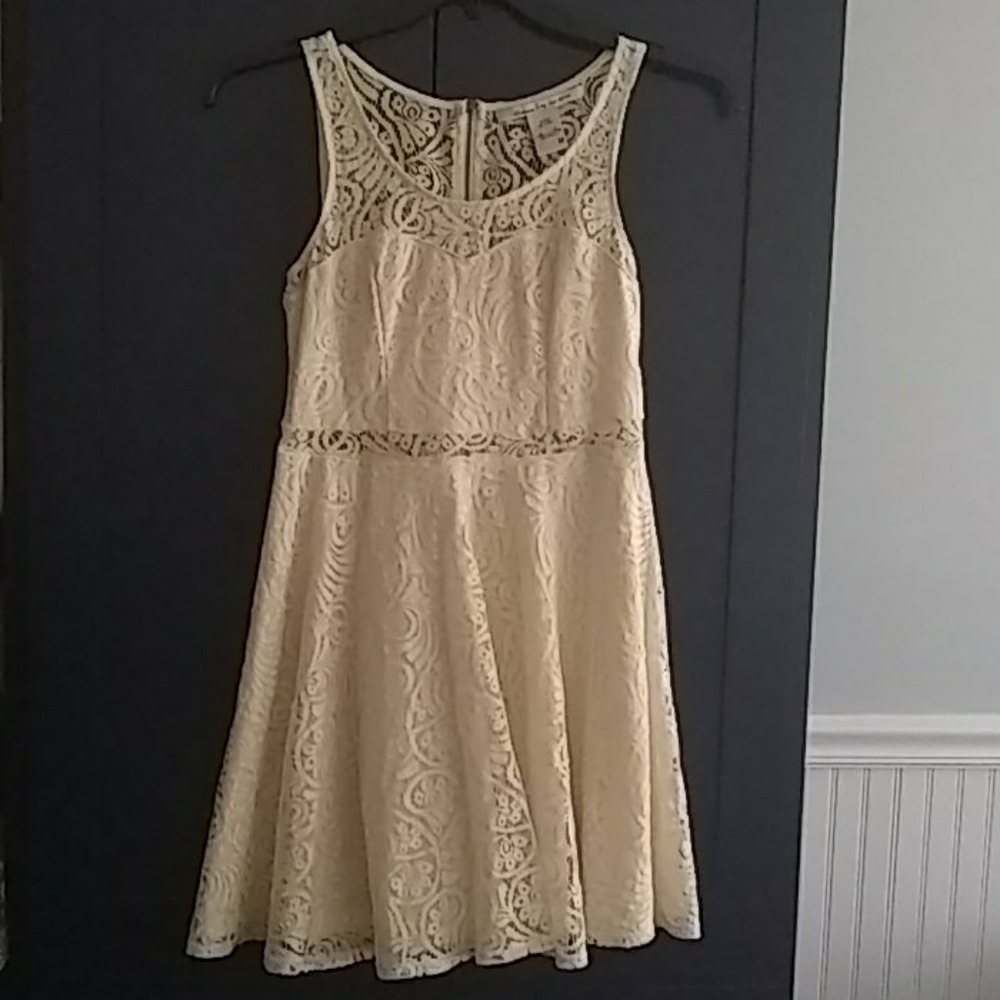 Cream Skater Dress with Zipper